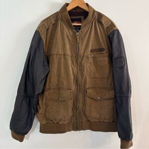 Kakadu Traders Australia Mens L Tan Cotton Canvas Pocket Bomber Jacket